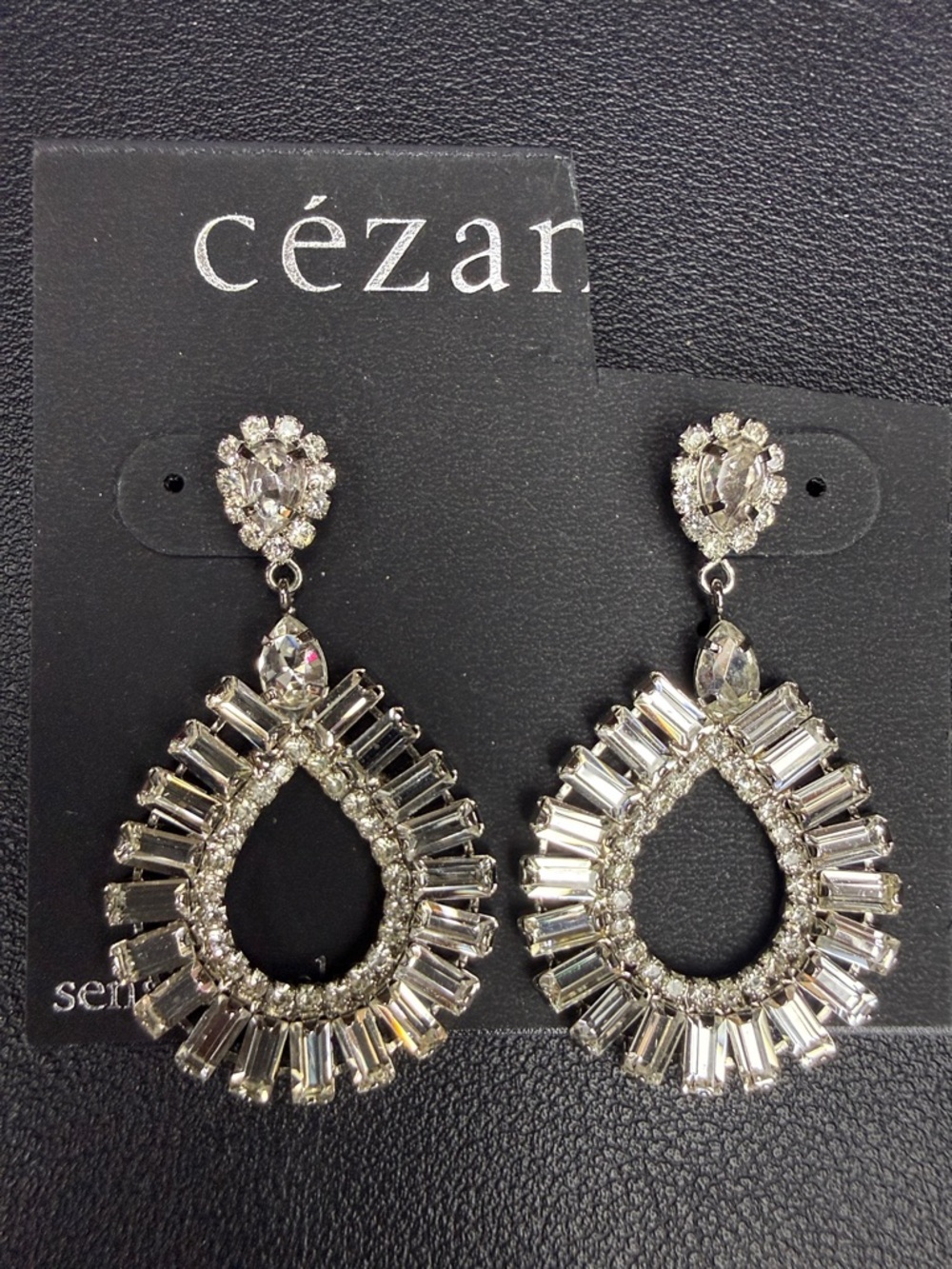 cézanne Silver Crystal Teardrop Dangle Earrings